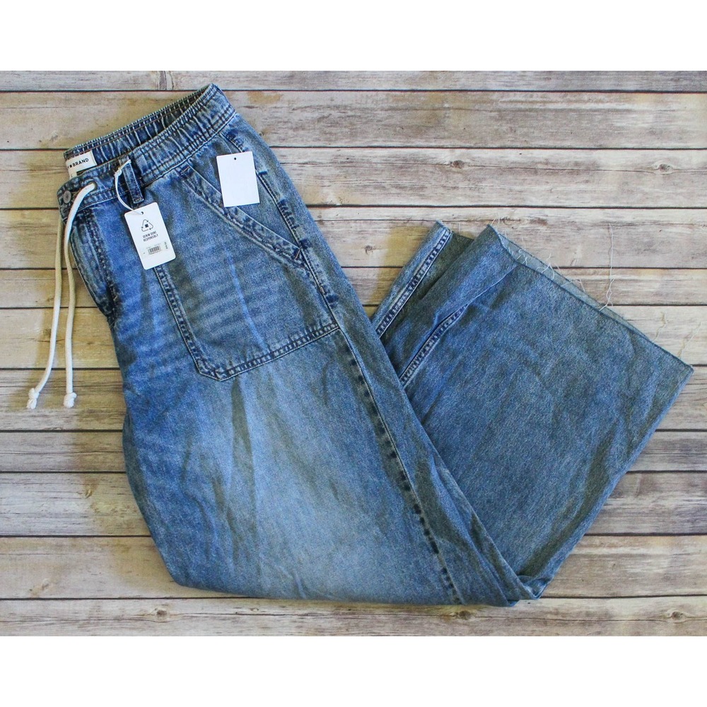 Lucky Brand Jeans Womens Large Wide Leg Patch Pocket Drawstring Waist Pull On